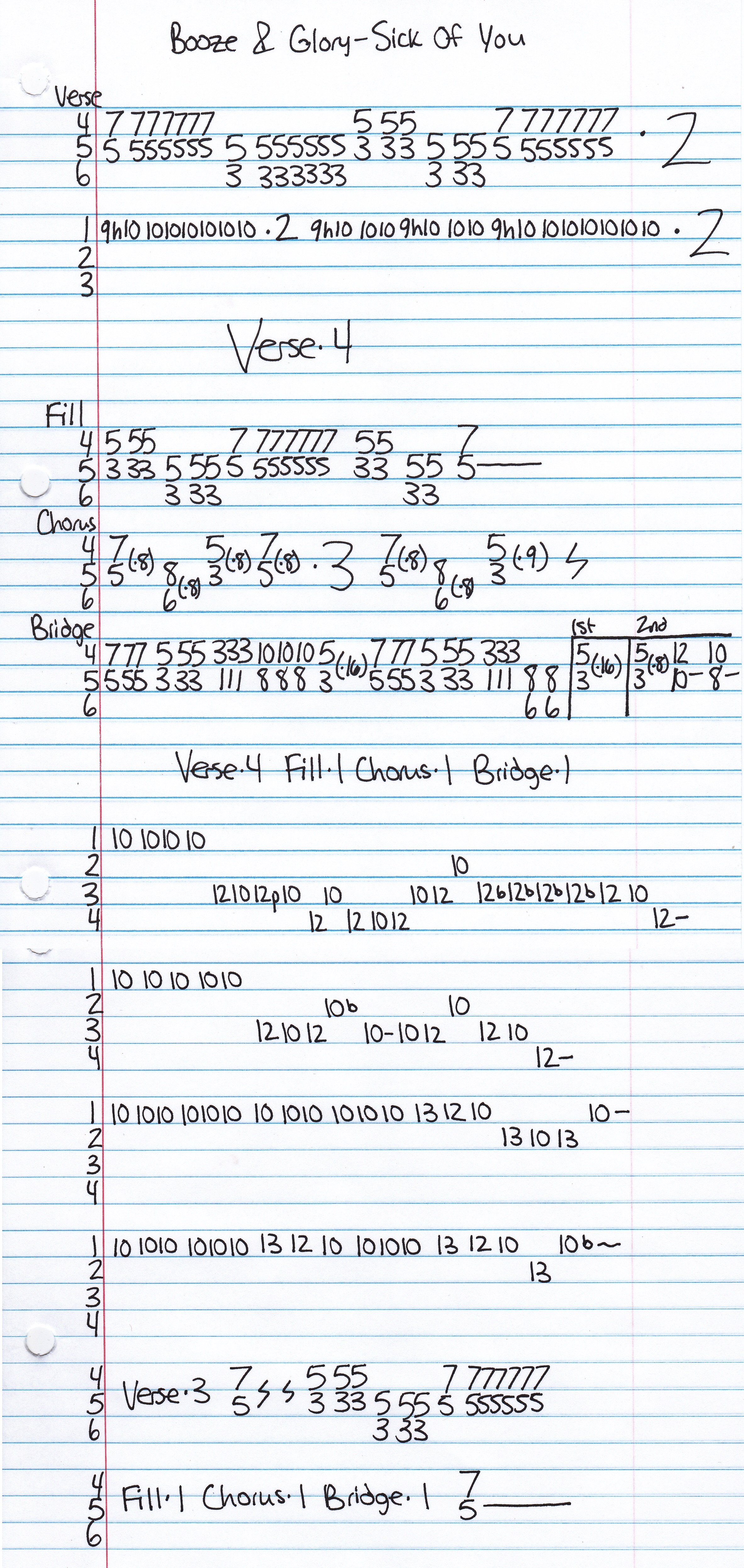 High quality guitar tab for Sick Of You by Booze & Glory off of the album As Bold As Brass. ***Complete and accurate guitar tab!***